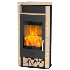Fireplace Santiago Kaminofen Sandstein Schwarz 6 kW